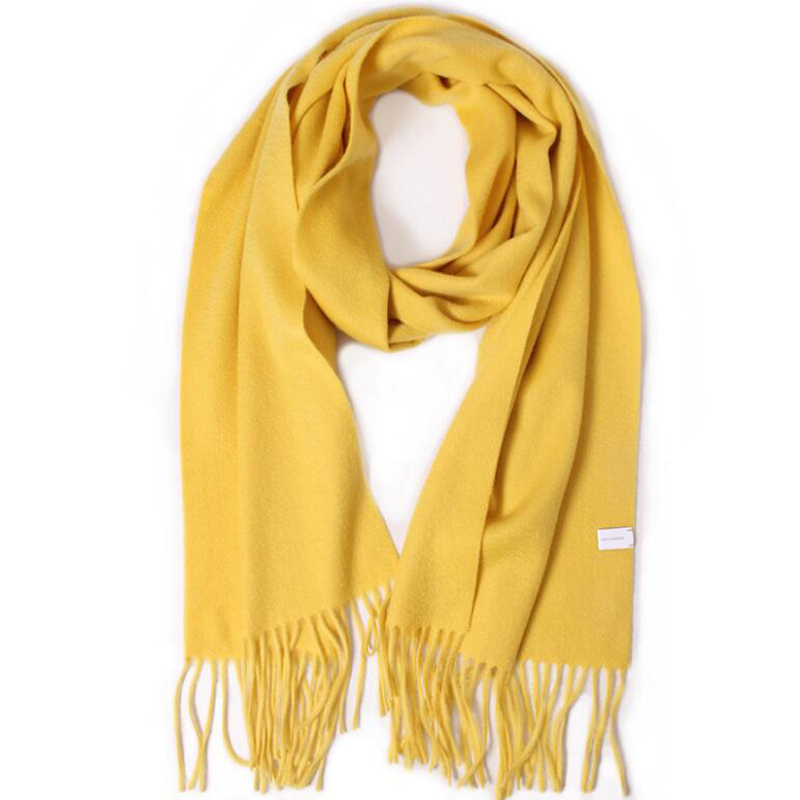 Pure Cashmere Scarves Yellow Women Winter Scarf